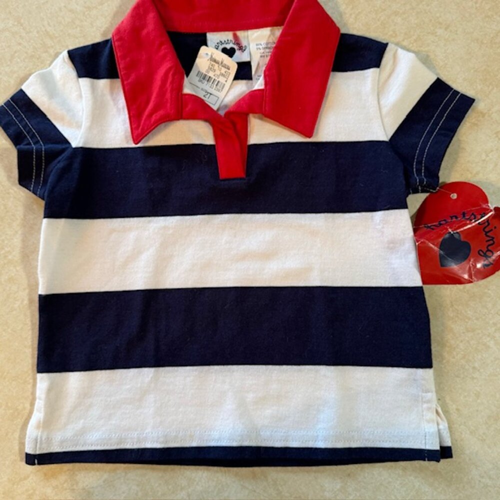 NWT Hartstrings Red White Blue Polo Shirt 2T